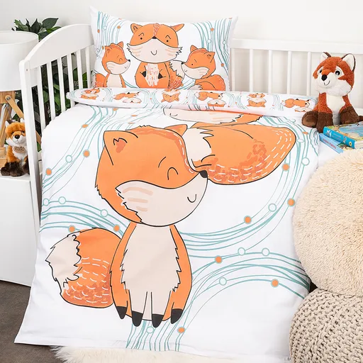 Lenjerie de pat pentru pătuț din bumbac 4Home Foxes, 100 x 135 cm, 40 x 60 cm