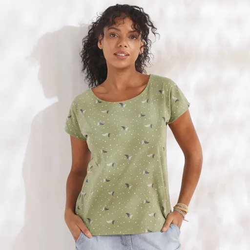 Tricou cu imprimeu minimalist cu pană