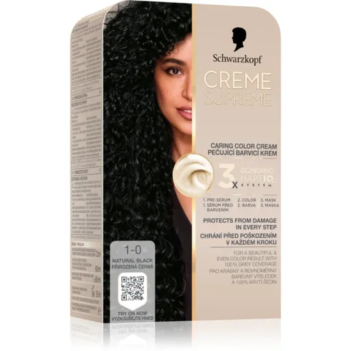 Schwarzkopf Creme Supreme Culoare permanenta pentru par culoare 1-0 Natural Black 60 ml