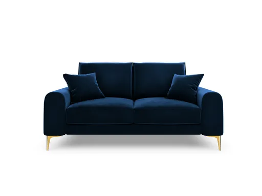 Canapea, Madara, Mazzini Sofas, 2 locuri, gold legs, 172x102x90 cm, catifea, albastru regal