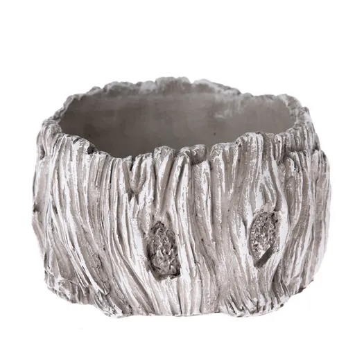 Ghiveci din beton Decor scoarță de copac, gri, 17 x 10 cm, gri, diam. 17 cm