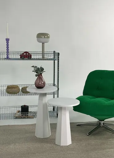 Set masute de cafea, Hanah Home, Lilyum (57 + 47), Alb