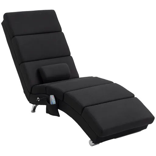 HOMCOM Fotoliu relaxant șezlong de relaxare ergonomic, cu masaj și încălzire, cu telecomandă 56 x 168 x 84 cm negru | Aosom Romania
