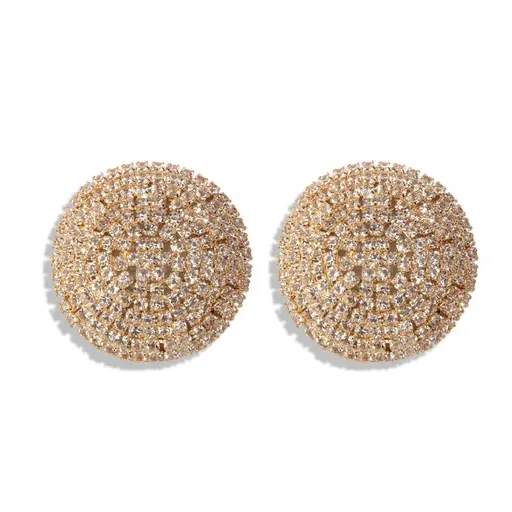 Cercei Rotunzi Aurii cu Strasuri