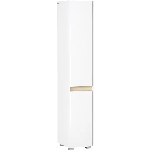 kleankin Columna de Baño  Armario Alto Auxiliar cu Rafturi Ajustabile pentru Dus Îngrijire Dormitor 30x33x165 cm Alb | Aosom Romania
