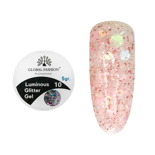 Gel luminiscent Luminous Glitter Gel cu sclipici hexagon 5g, 10
