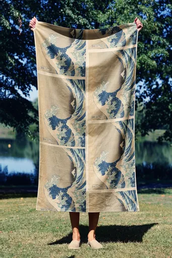 Prosop de plaja, L'essentiel Maison, The Great Wave 70, 70x130 cm, Multicolor