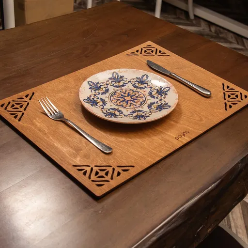 Set de covorașe de masă din lemn, Hermia, 790PYN1106, Dimensiune: 33 x 45 cm (4 bucăți), Maro