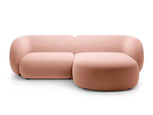 Coltar dreapta 2 locuri, Kate, Micadoni Home, 255x176x76 cm, catifea, roz