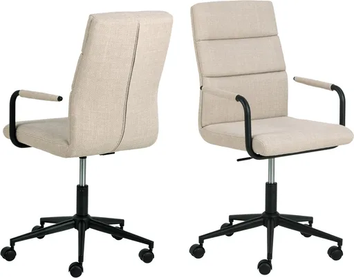 Scaun de birou Nolan, Actona, 52x60x93 cm, rotativ, tesatura structurata/otel, bej