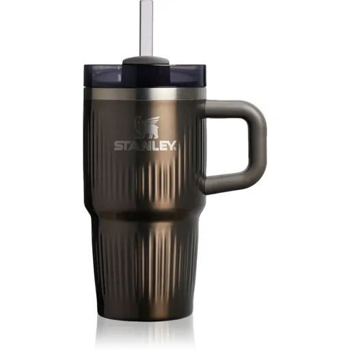 Stanley Quencher H2.O FlowState™ Fluted Tumbler pahar din oțel inoxidabil cu pai mic Gunmetal Shine 600 ml