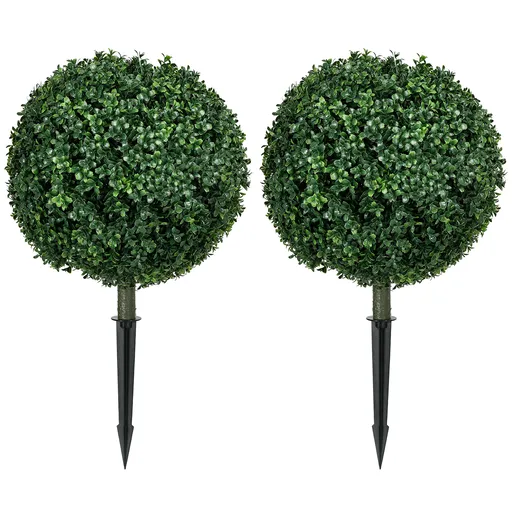 HOMCOM Buxus artificial set de 2, realist, rezistent la intemperii, ușor de întreținut, 70 cm | Aosom Romania