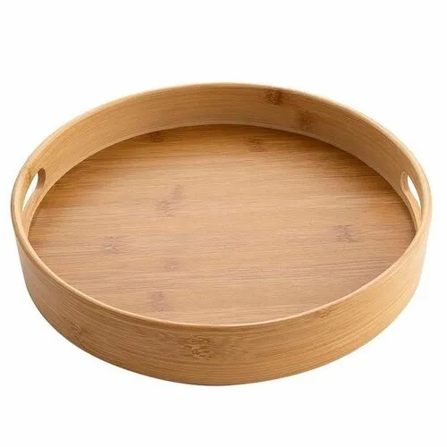 Tavă din lemn Florina BAMBOU,  30 x 5 cm, naturală, diam. 30 cm