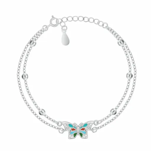 Brilio Silver Brățară dublă din argint cu fluture colorat BRC226W
