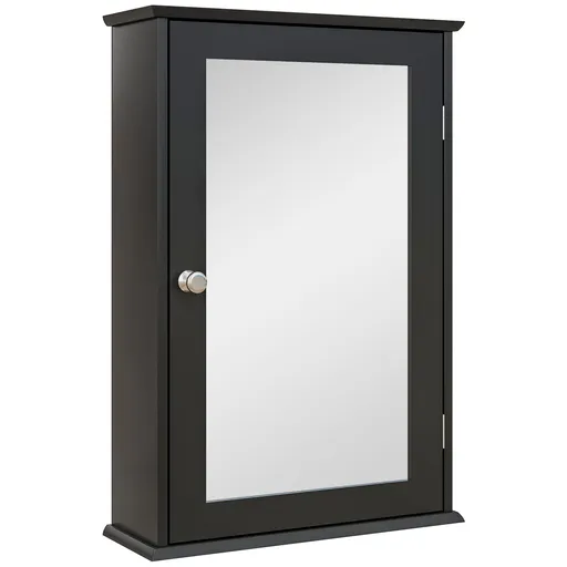 kleankin Mobilier de Baie Dulap Suspendat cu Oglindă 41x14x60cm Negru | Aosom Romania