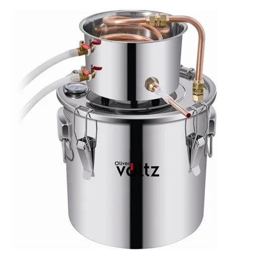 Vas pentru rakia Oliver Voltz OV51214A30, 30 l, 35x35 cm, țeavă de răcire din cupru, pompă de apă, oțel inoxidabil, argintiu