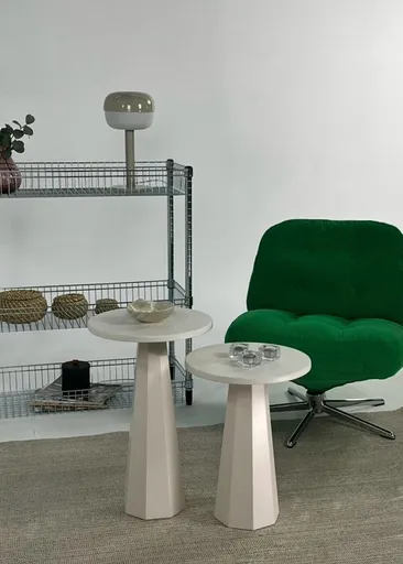 Set masute 2 piese, Hanah Home, Lilyum (57 + 47), Crem