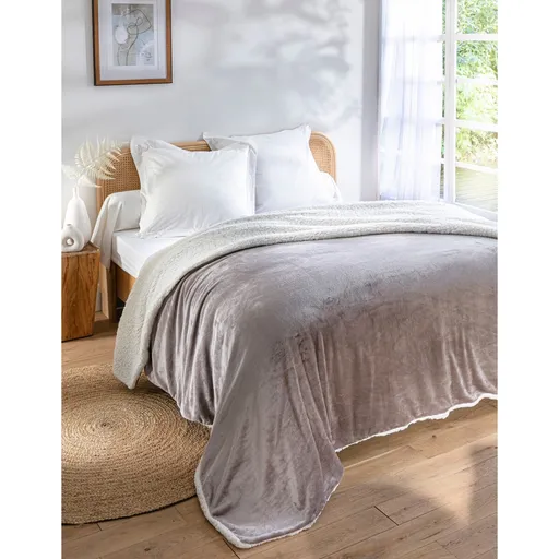 Pătură cu două fețe din fleece și sherpa