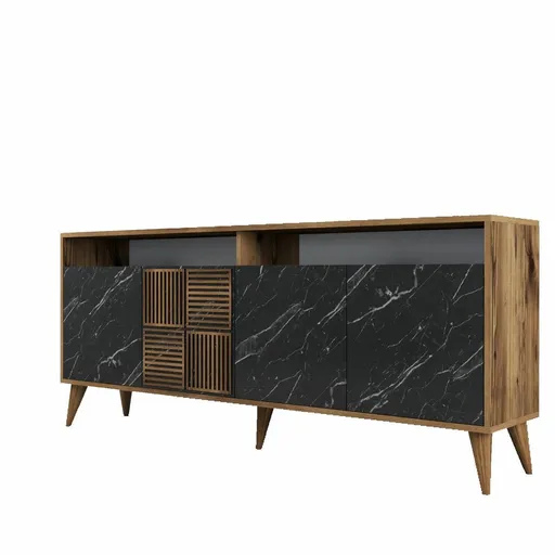 Dulap Milan 2 Walnut and Black Marble, negru