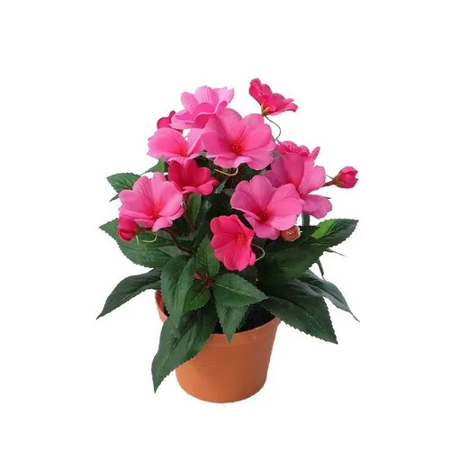 Floare artificială Impatiens în ghiveci, roz închis, 24 cm, roz închis
