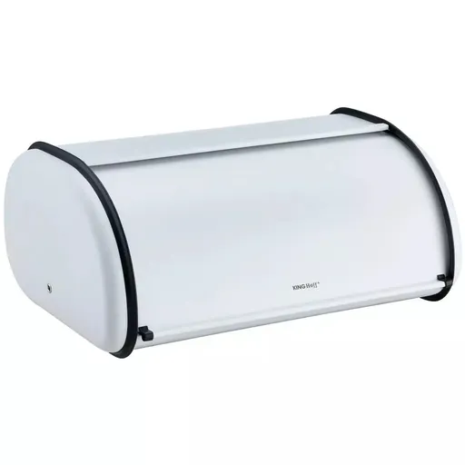 Cutie pentru paine Kinghoff KH 1864, 18.5x27x44 cm, Deschidere si inchidere lina, Otel, Alb