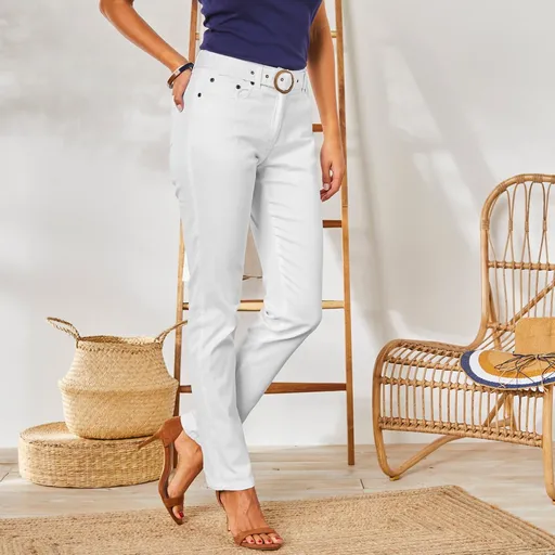 Pantaloni drepți cu curea, dacă măsurați între 150 și 155 cm, lungimea interioară a piciorului 69 cm