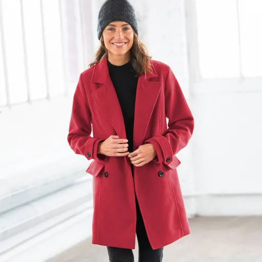 Palton uni cu închidere dublă cu nasturi