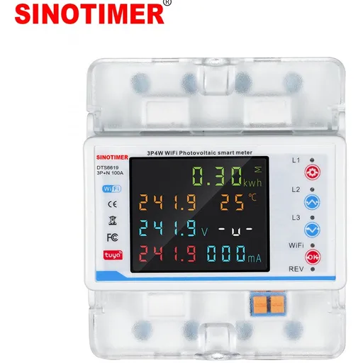 Contor de energie smart WIFI, Sinotimer, bidirectional, trifazic 3P+N, pentru panouri fotovoltaice 100A DTS6619-3PN
