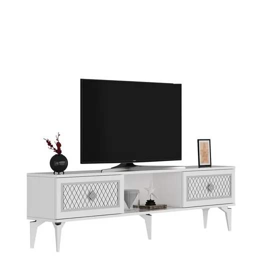 Comoda TV, Hanah Home, Herry, 150x44.6x29.6 cm, Alb / Argintiu