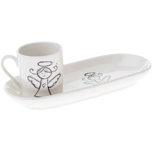 Cană de porțelan cu farfurioară Înger 90 ml