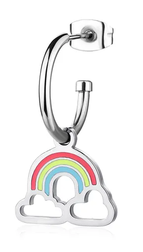 S'Agapõ Cercel single din oțel cu curcubeu Smile SSM021