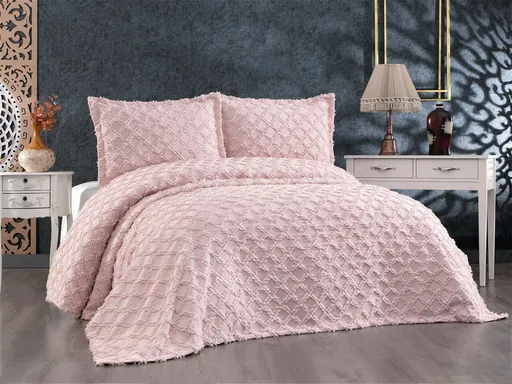 Set cuvertura de pat dubla 3 piese, L'essentiel Maison, Harem, Roz pudra