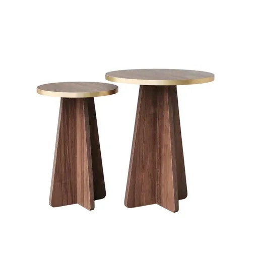 Set masute de cafea, Hanah Home, Mushroom 2, Aur / Nuc