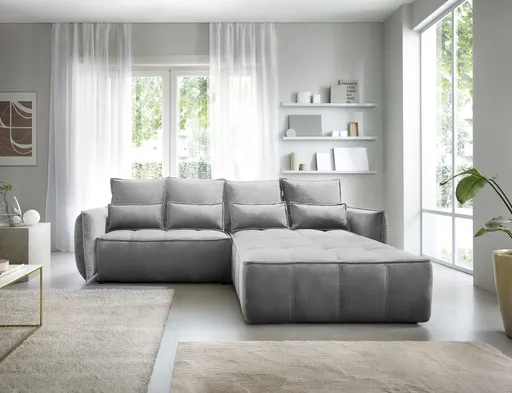 Coltar extensibil dreapta 4 locuri ELTAP, RT-04NU, Campo, 265x196x88 cm, lemn/poliester, gri inchis