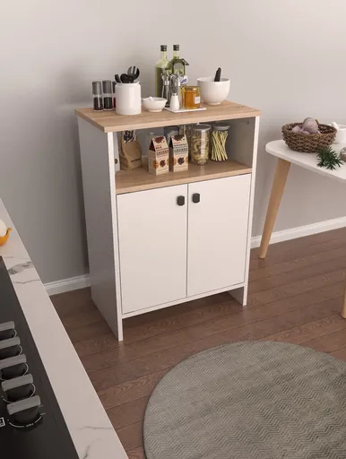 Dulap multifunctional, Hanah Home, Berry, 62x85x35 cm, Sonomo / Alb