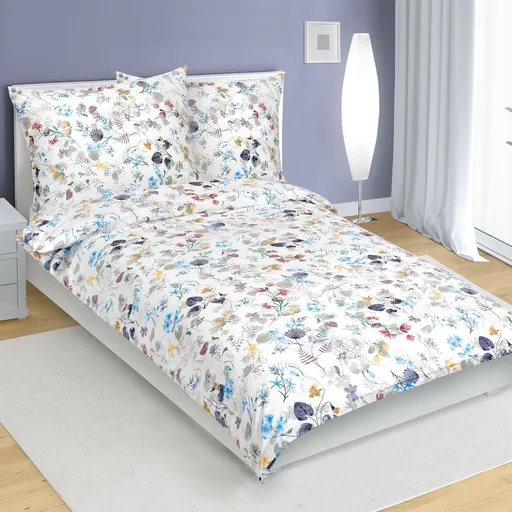 Lenjerie de pat din bumbac Bellatex Flori albastru, 140 x 200 cm, 70 x 90 cm, 140 x 200 cm, 70 x 90 cm