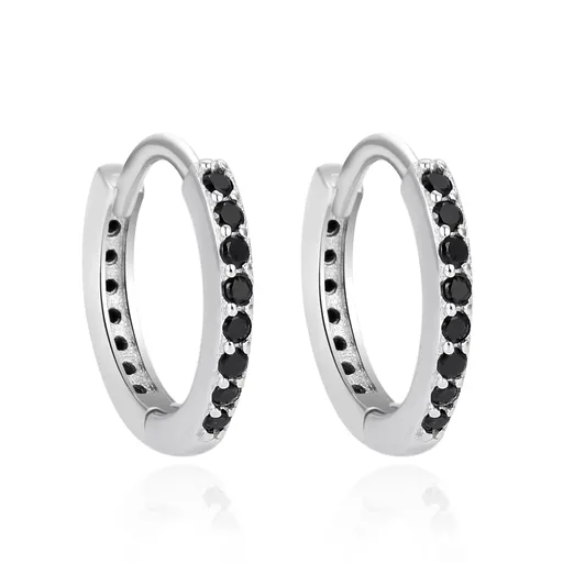 Agato Cercei rotunzi din argint cu zircon negru AGT-E234KBK