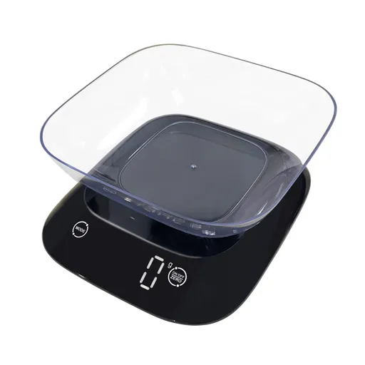 Cantar de bucatarie Rosberg Premium RP51651J, 5 kg, g/lb/oz/ml, bol, display LED, negru