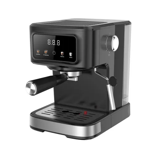 Espressor pentru cafea macinata si capsule Crown CEM-1527, 1000W, 20 bar, 1.5 l, Spumare lapte, Control prin senzor, Bloc termic, Bază reglabila, Negr