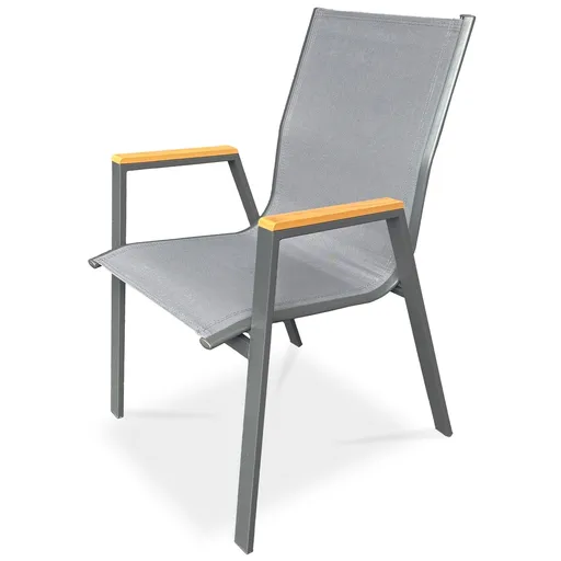 Autronic Scaun de grădină, metal, textil, gri,AZC-S1050 GREY