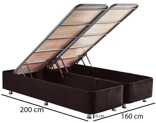 Baza pat dublu și tăblie, Hanah Home, Ela Double, 160x38x200 cm, Negru