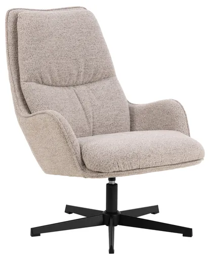 Fotoliu Bosley, Actona, 72x84x93 cm, rotativ, tesatura Boucle/otel, bej