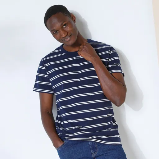 Tricou cu mânecă scurtă în dungi, bumbac organic