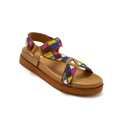 Sandale din piele cu toc wedge