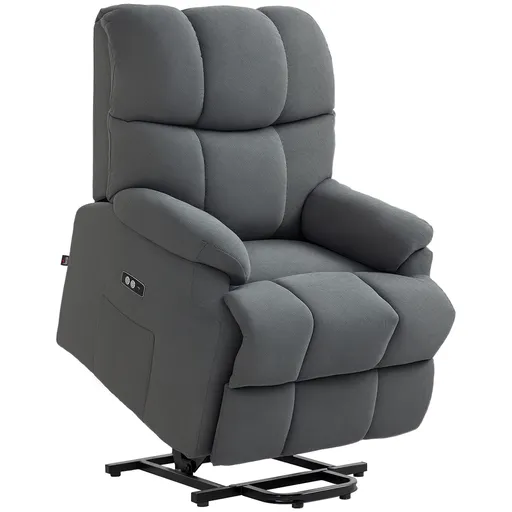 HOMCOM Fotoliu Electric Rabatabil, din Catifea cu Telecomandă, Suport pentru Picioare și Buzunare, 84x96x100 cm, Gri | Aosom Romania