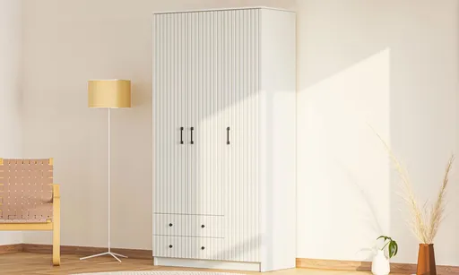 Dulap pentru haine, Hanah Home, Rb-185, 105x184x52 cm, Alb mat