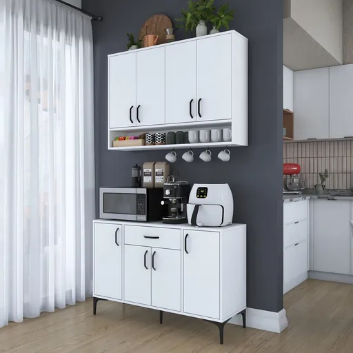 Dulap de bucatarie, Hanah Home, JE205, 120x160.4x40 cm, Alb