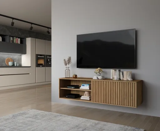 Comoda TV ELTAP, Entsian, 150x40x40 cm, PAL/ABS, stejar