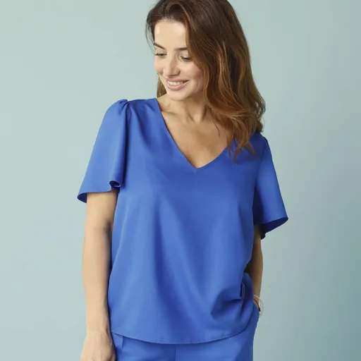 Bluză unicolor cu mâneci scurte, pentru corp mic