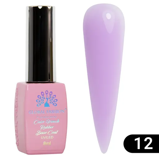 Base Coat Color French, Global Fashion, 8 ml, 12 Violet Pastel, TPO Free